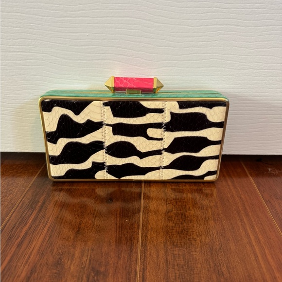Zebra Print Clutch with Gold Accents - Picture 4 of 4